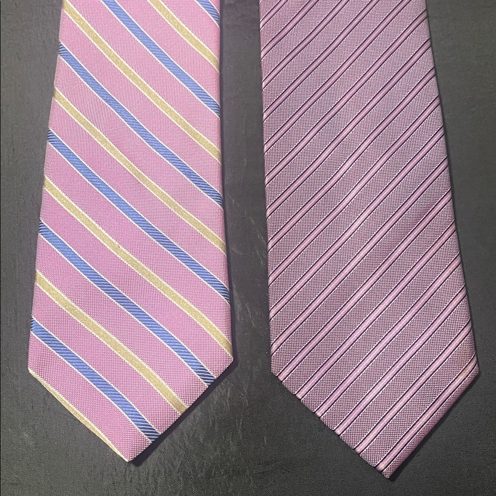Daniel Hechter and Cremieux Pink and Purple Striped Ties